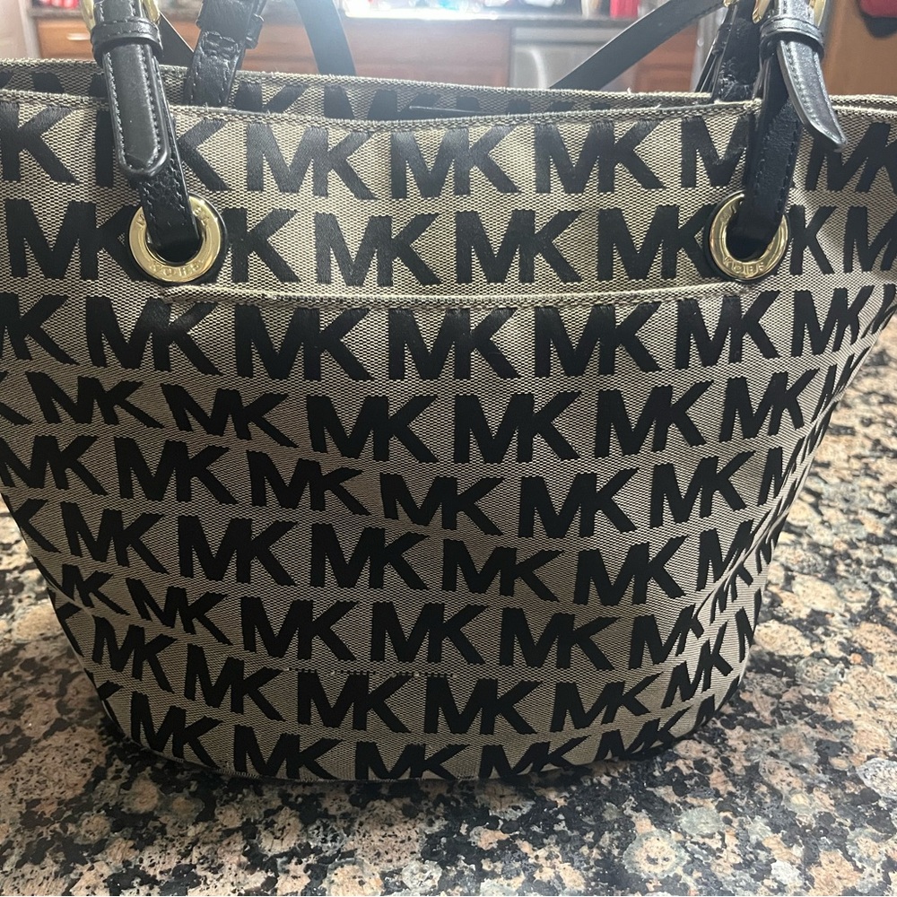 Michael Kors Monogram Black and Tan Tote